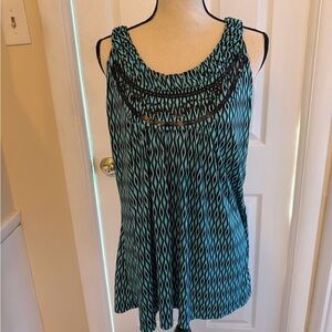 Fashion Bug Teal and Black Sleeveless Blouse